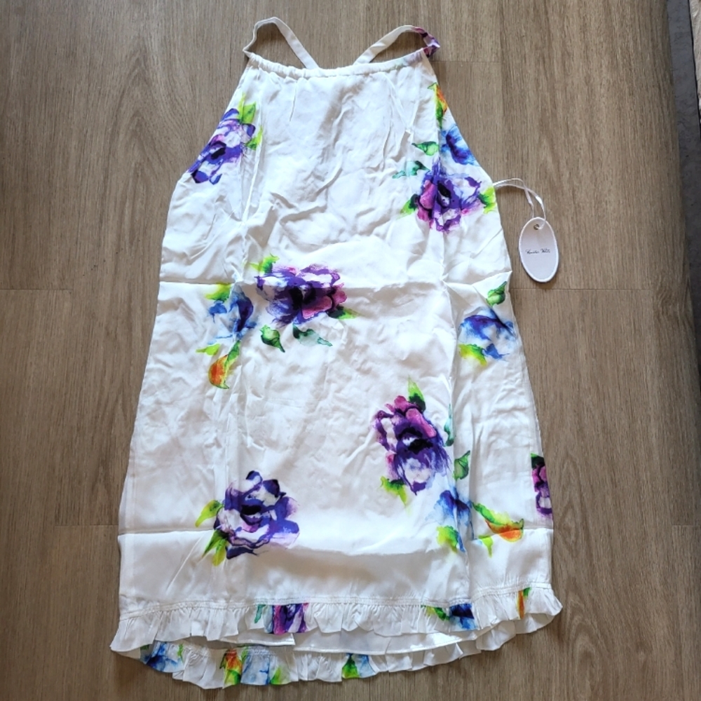 NWT Silky Floral Halter Mini Dress